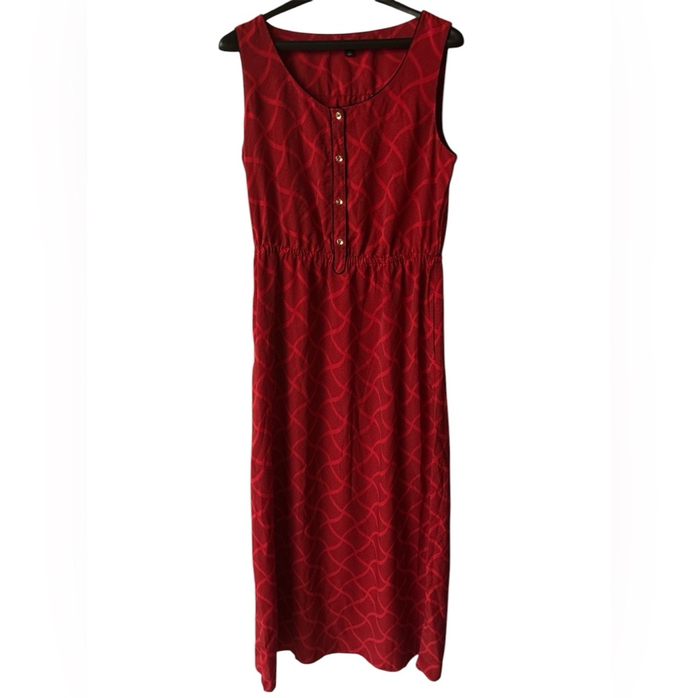 Tommy Hilfiger Red Sleeveless Buttoned Maxi Sundress